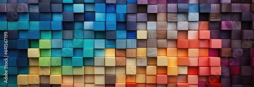Obraz na plátne Colorful wooden blocks aligned