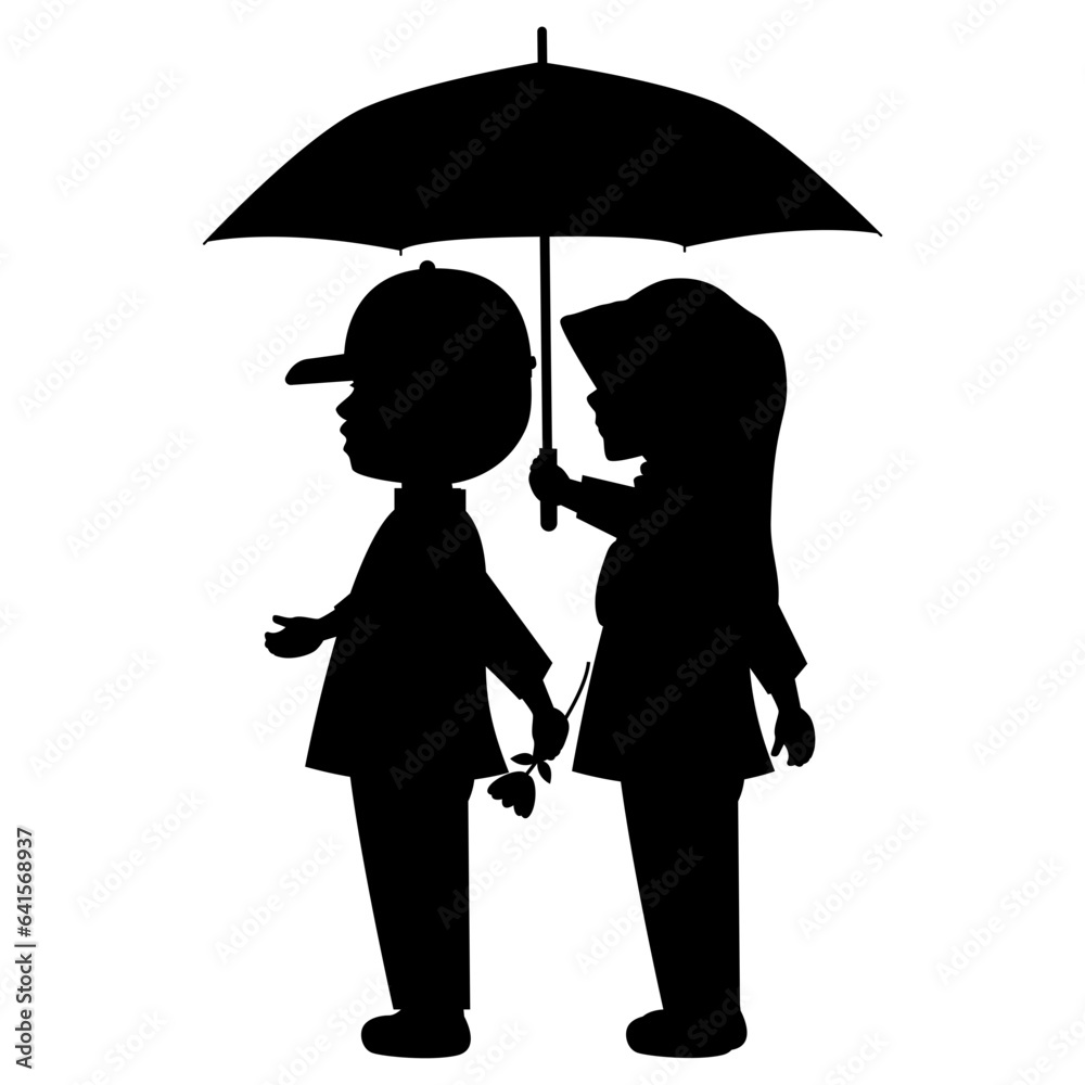 cute little boy and girl silhouette cute little boy and girl silhouette