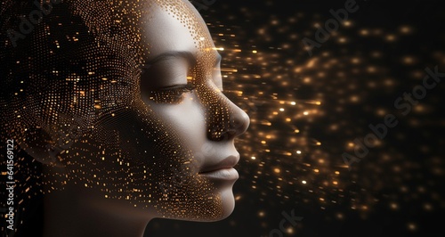 Digital woman face, generative ai concept of robotic female face.