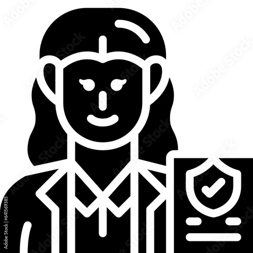 woman insurer solid icon