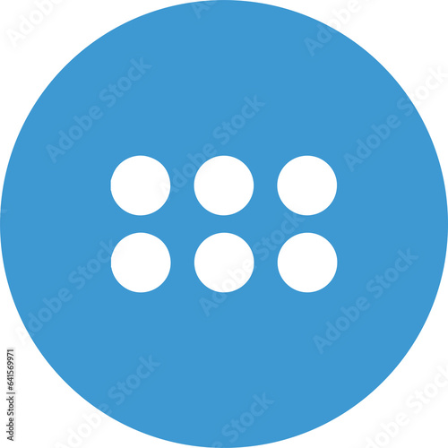 The 6 white dots are in the center of a blue circle