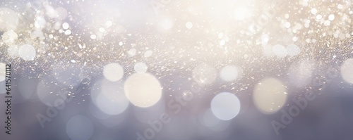 abstract backgrounf of glitter vintage lights . silver and white. de-focused. banner, Generative AI photo