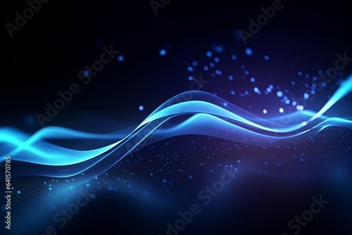abstract futuristic background with dark blue glowing neon moving high speed wave lines and bokeh lights. Data transfer concept Fantastic wallpaper, Generative AI