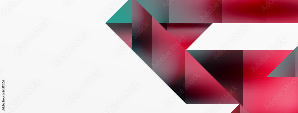 Vivid abstraction unfolds. Triangles in seamless harmony, composing dynamic geometric backdrop. Interplay of angles and hues forms captivating tapestry, evoking modernity and artistic allure