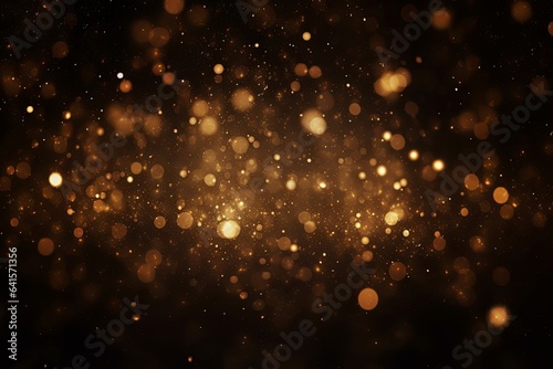 glitter vintage lights background. dark gold and black. de focused, Generative AI