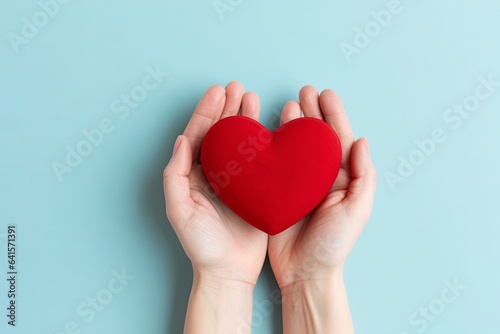 top view image holding heart with the text thank you, Generative AI