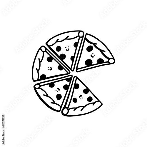 vector illustration of several slices of pizza