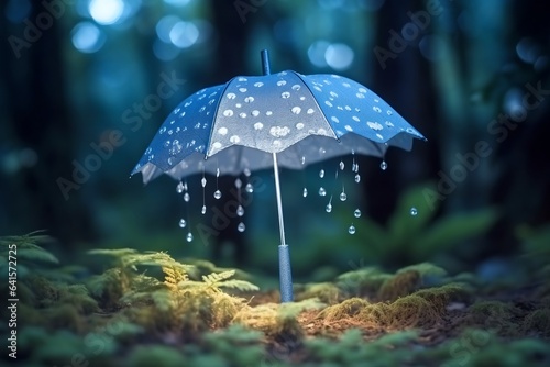 Umbrella under rain, generative ai.