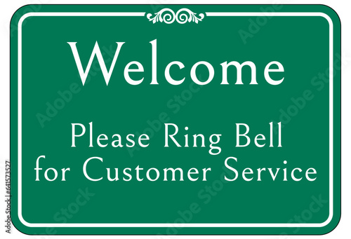 Ring bell sign and labels welcome, please ring bell for customer service