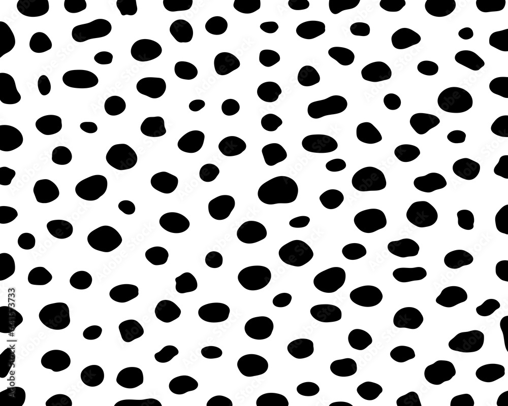 Dalmatian black spots pattern seamless on a white background classic design. Dalmatian black spots pattern seamless on a white background classic design.