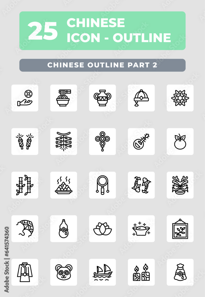chinese new year outline style icon design chinese new year outline style icon design