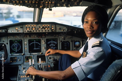 Confident commercial airline pilot ready to fly. 