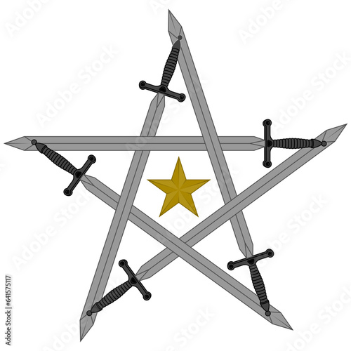 medieval swords forming a star