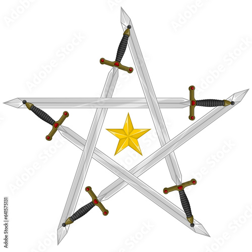 medieval swords forming a star