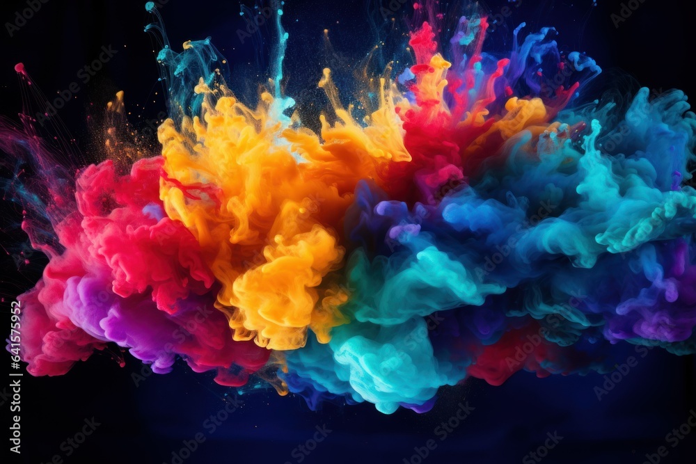Explosive Dance Of Color Powder And Paint In Creative Blend
