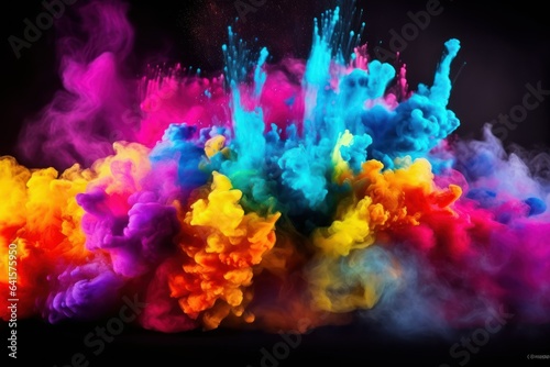 Artistic Eruption Of Dye Smoke And Color Powder Splash 