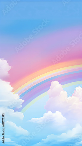 A rainbow hangs in the sky  healing picture illustration