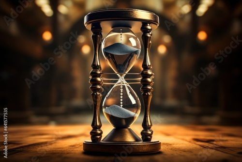 Realistic Hourglass Featuring Golden Sands of Time
 photo