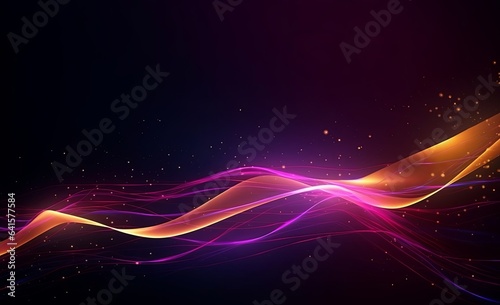 abstract futuristic background with gold blue glowing neon moving high speed wave lines and bokeh lights. Data transfer concept Fantastic wallpaper  Generative AI