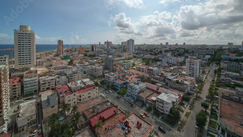 Beautiful panorama timelapse of city downtown Havanna in Cuba, scenic summer day photo