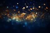 abstract gold, black and blue glitter background with fireworks. christmas eve, 4th of july holiday concept, Generative AI