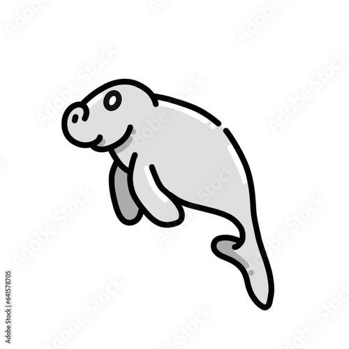 dugong icon in colors and filled outline style photo