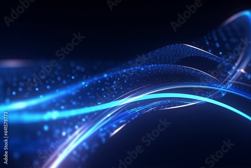 abstract futuristic background with dark blue glowing neon moving high speed wave lines and bokeh lights. Data transfer concept Fantastic wallpaper,Ai, Generative AI