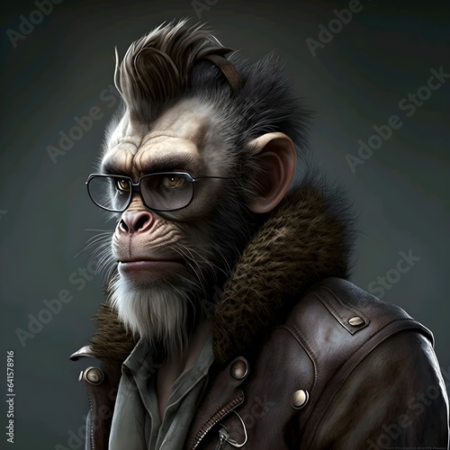 portrait of a monkey in a coat