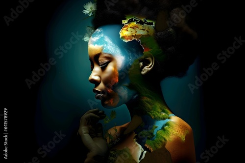 portrait of a mother earth with a mask