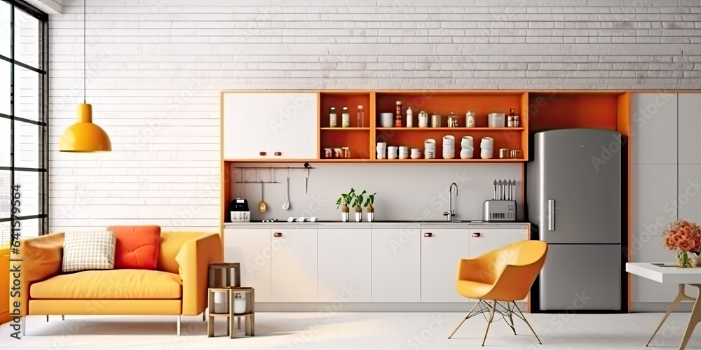 Interior of modern comfortable kitchen.generative ai Interior of modern comfortable kitchen.generative ai