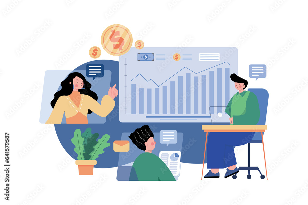 Financial Meeting Illustration concept on white background