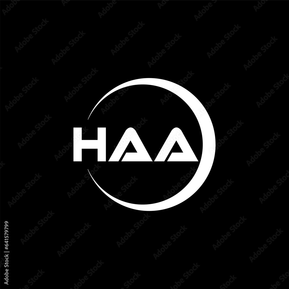 HAA letter logo design with black background in illustrator, cube logo, vector logo, modern alphabet font overlap style. calligraphy designs for logo, Poster, Invitation, etc. HAA letter logo design with black background in illustrator, cube logo, vector logo, modern alphabet font overlap style. calligraphy designs for logo, Poster, Invitation, etc.