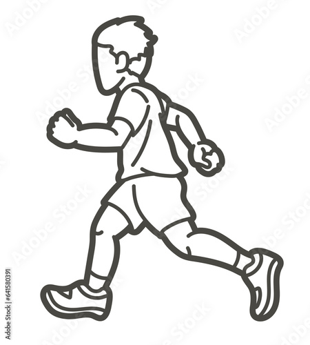 A Boy Running Action Cartoon Sport Graphic Vector © sila5775