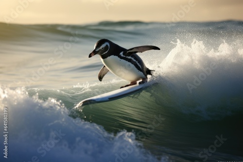 Penguin s Sea Symphony  The Harmonious Dance of a Penguin as It Catches a Wave 