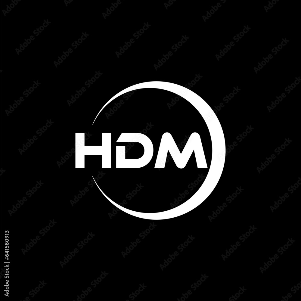 HDM letter logo design with black background in illustrator, cube logo