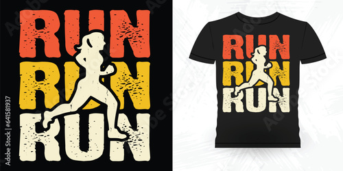 Funny Runner Running Marathoner Retro Vintage Running T-Shirt Design