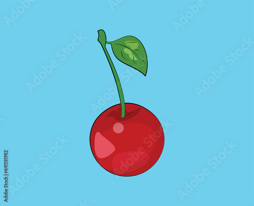 Vector cherry isolated on blue background