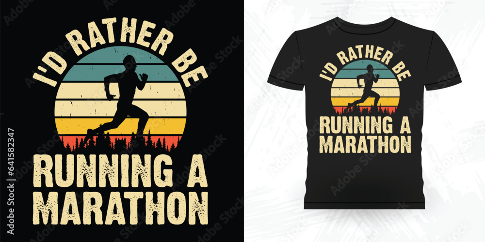 Funny Runner Running Marathoner Retro Vintage Running T-Shirt Design