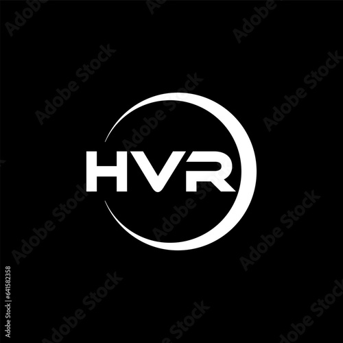 HVR letter logo design with black background in illustrator, cube logo, vector logo, modern alphabet font overlap style. calligraphy designs for logo, Poster, Invitation, etc. photo