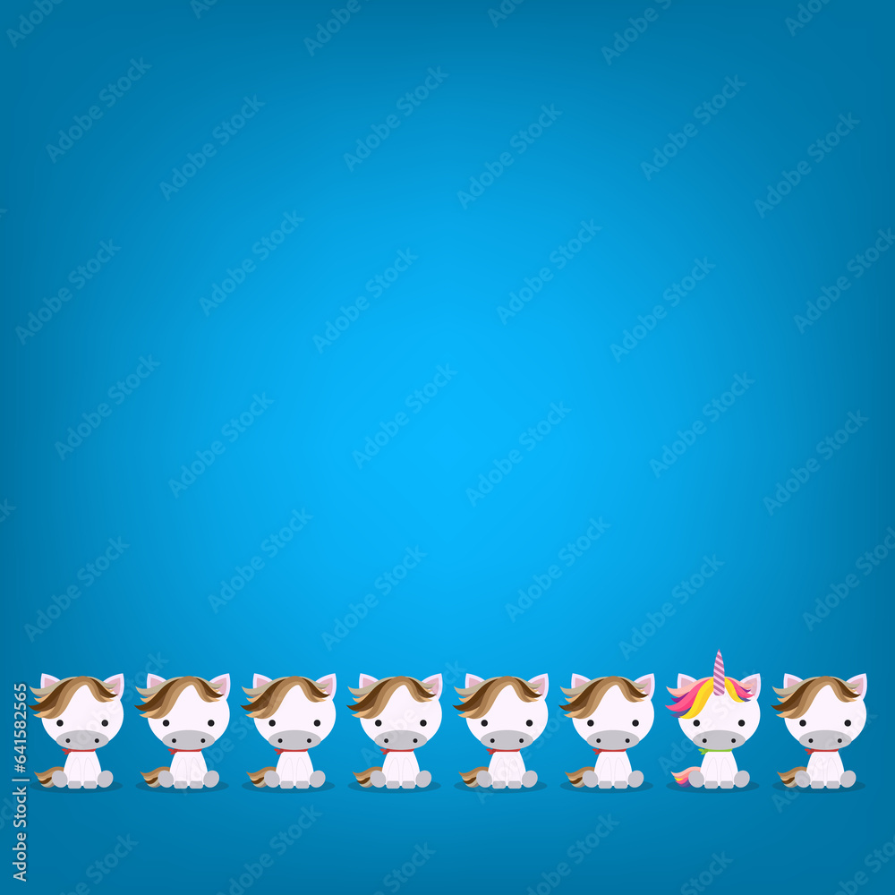 Fototapeta premium Think differently - Being different, standing out from the crowd -The unicorn also represents the concept of individuality , confidence, uniqueness, innovation, creativity.