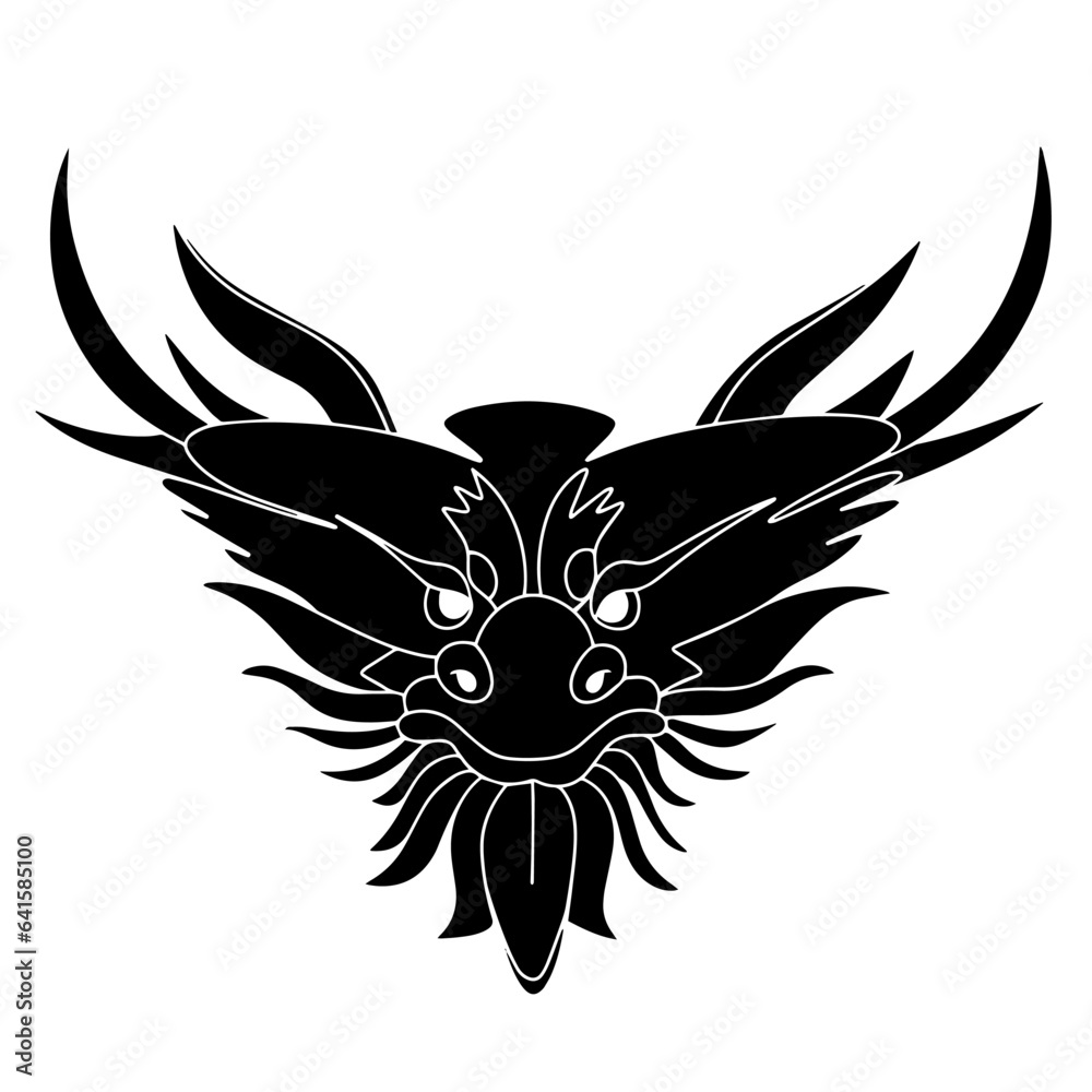 Dragon head silhouette isolated on white background. Vector illustration Dragon head silhouette isolated on white background. Vector illustration