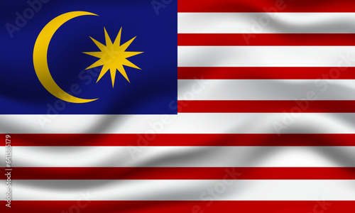 Malaysia national flag 3d waving banner background