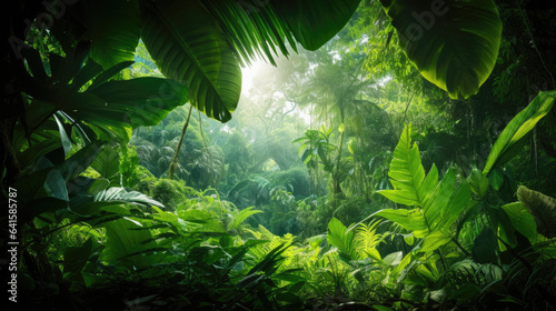 Beautiful green tropical jungle for natural background © Sasint