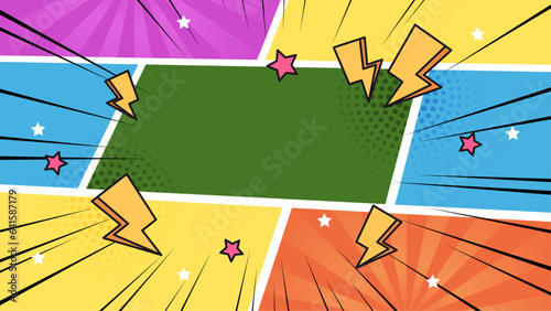 Colorful vector comic cartoon frame background with contrast color combination