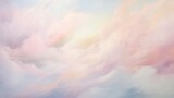  a painting of a sky filled with pink and blue clouds.  generative ai