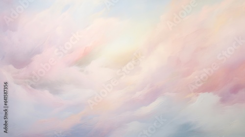  a painting of a sky filled with pink and blue clouds. generative ai