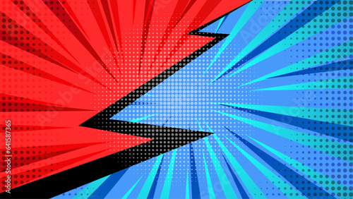 Colorful comic cartoon style frame border background with callout star halftone and contrast color combination