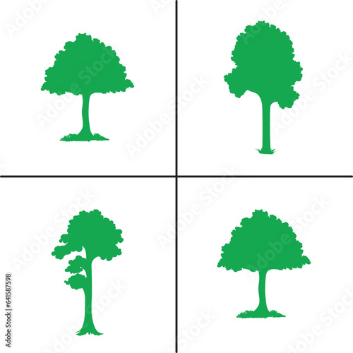 FLAT DESIGN TREE SILHOUETTE SET


