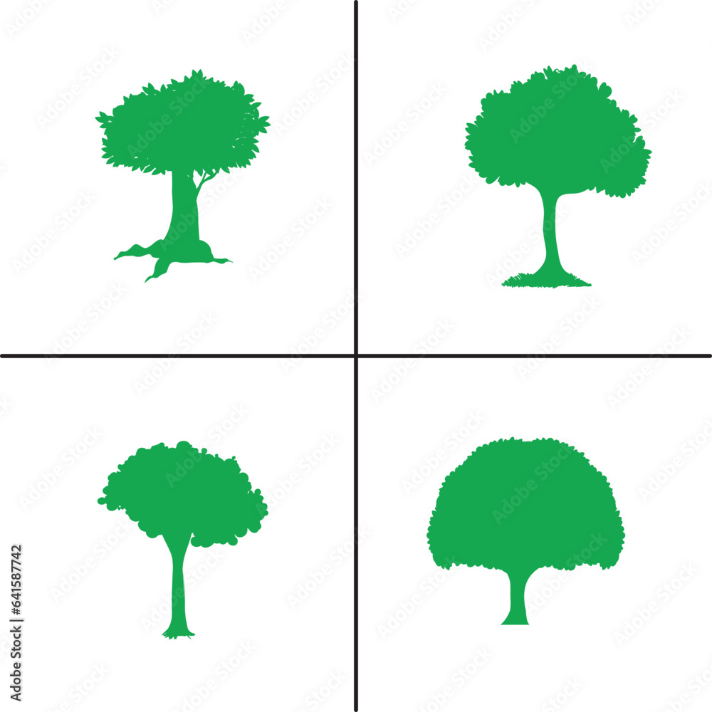 FLAT DESIGN TREE SILHOUETTE SET


