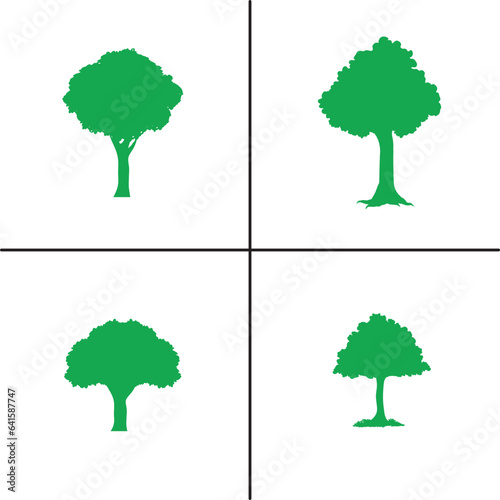 FLAT DESIGN TREE SILHOUETTE SET



